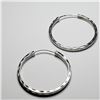 Image 2 : $160 Silver Medium Size Hoop  Earrings