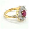 Image 2 : $180 Gold plated Sil Ruby White Topaz(1.45ct) Ring
