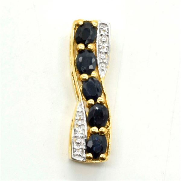 $100 Gold plated Sil Blue Sapphire White Topaz(0.9ct) Pendant