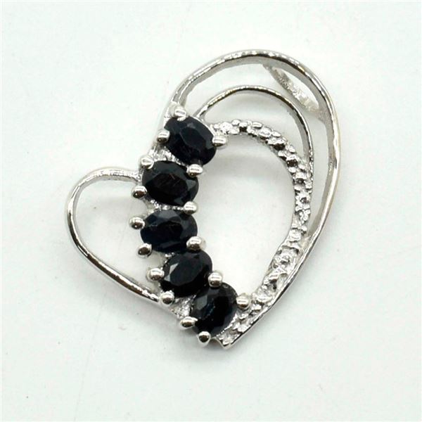 $140 Silver Blue Sapphire(1.1ct) Pendant