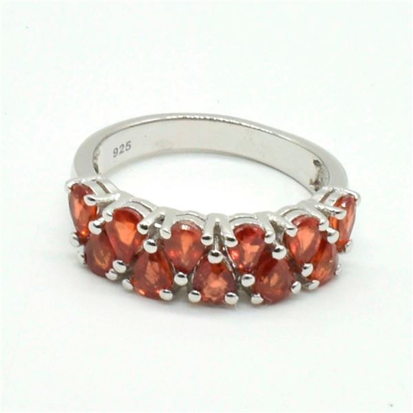 $180 Silver Orange Sapphire(1.35ct) Ring