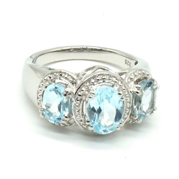$260 Silver Blue Topaz White Topaz(2.25ct) Ring