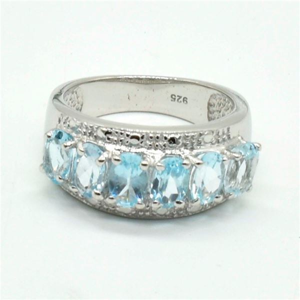 $300 Silver Blue Topaz(2.9ct) Ring