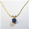 Image 1 : $240  14K Gold Filled Sapphire With Silver Gold Plated Chain 17" (1ct) Necklace