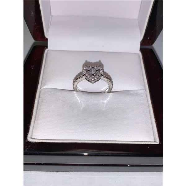 Ladies ,985 Silver Multi Stone Heart Dress Ring