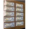 Image 1 : CANADA 1973 - Lot of 10 Canada $1.00 Bills mint condition all in sequence serial numbers BA7948341 -