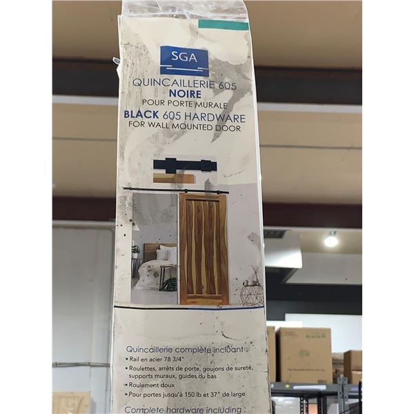 SGA Black 605 Hardware For Wall Mounted Barn Door