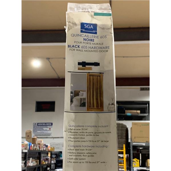 SGA Black 605 Hardware For Wall Mounted Barn Door