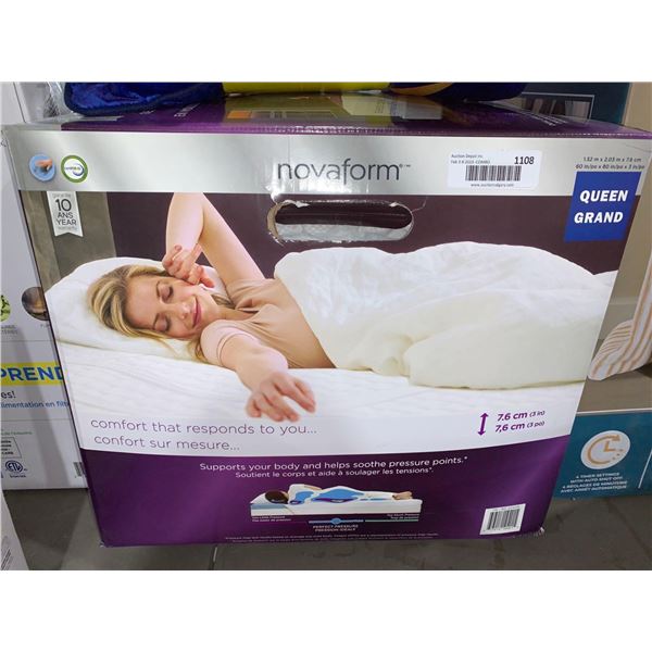 NovaForm ComfortGrande Plus GelPlus Memory Foam Mattress Topper Queen Size