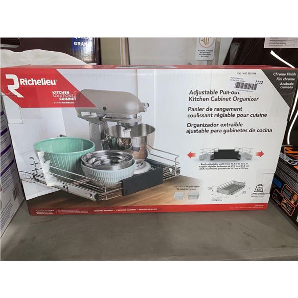 Richelieu Kitchen Solutions Adjustable Pull out Kitchen Cabinet Organizer Chrome Finish