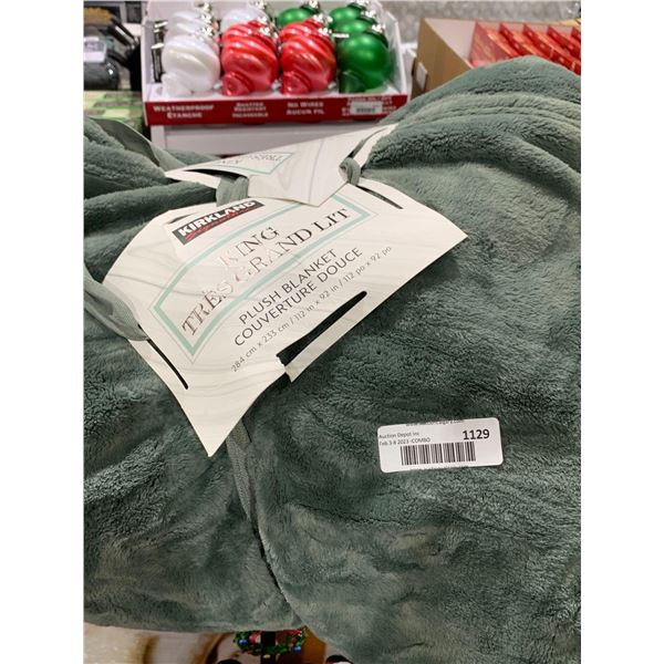 Kirkland KING Plush Blanket 112" x 92" Grey