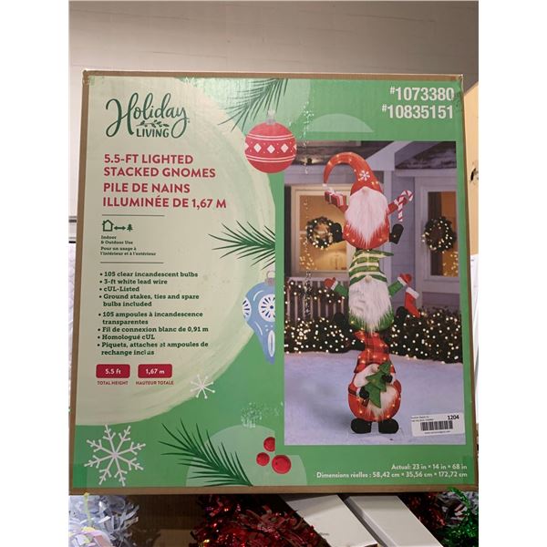 Holiday Living 5.5ft Lighted Stacked Gnomes