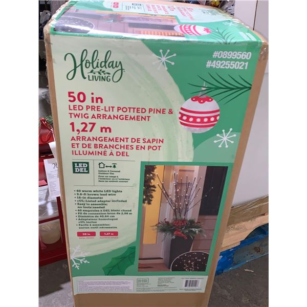 Holiday Living 50 inch LED Pre-lit Potted Pine & Twig Arrangement