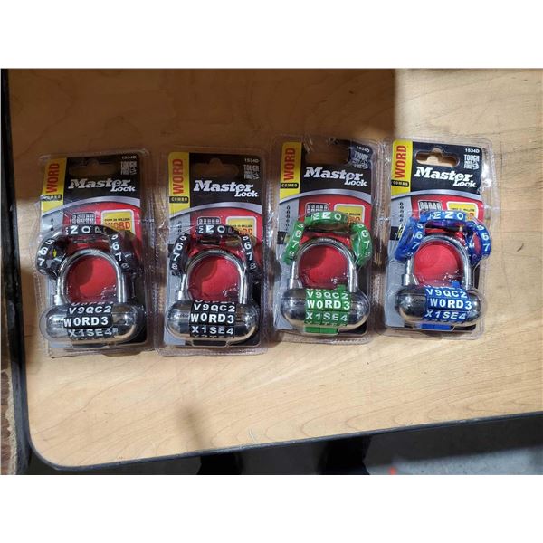 Master Lock Word Combination Locks Lot of 4