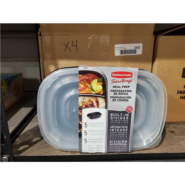 Rubber made take along's meal prep divided containers with lids lot of ...