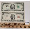 Image 1 : LOT OF 2 - US $2 BANKNOTES - 1953 W/ RED SEAL AND 1976 W/ GREEN SEAL