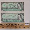 LOT OF 2 - 1967 CANADIAN SEQUENTIAL $1 BANKNOTES 