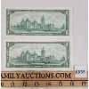 Image 2 : LOT OF 2 - 1967 CANADIAN SEQUENTIAL $1 BANKNOTES 