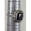 Image 2 : WOMENS BLACK ONYX & STERLING SILVER MARCASITE RING - SZ 7.25 