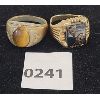 Image 1 : LOT OF 2 - TIGERS EYE MENS RING - 10K GOLD ONYX (?) - SEE ALL PICS