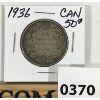 Image 1 : 1936 CANADA SILVER 50 CENT PC
