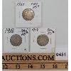 Image 1 : LOT OF 3 - 1918, 1928 & 1934 CANADA 25 CENT PCS