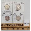 Image 1 : LOT OF 4 - UNCIRCULATED 1956-1958 & 1963 CANADA 25 CENT PCS