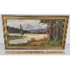G. ROSEMAN(?) SIGNED 'MOUNTAINSIDE LAKE' - OIL ON BOARD - 12 x 23.5in