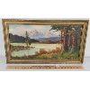 Image 1 : G. ROSEMAN(?) SIGNED 'MOUNTAINSIDE LAKE' - OIL ON BOARD - 12 x 23.5in