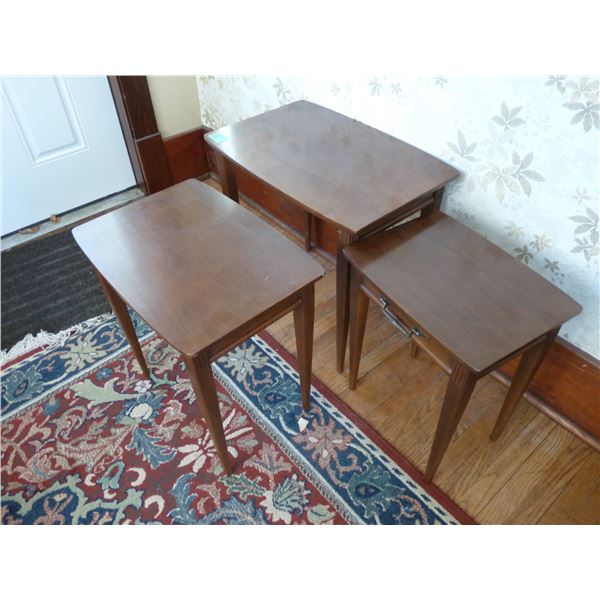 Set of three wood nesting tables