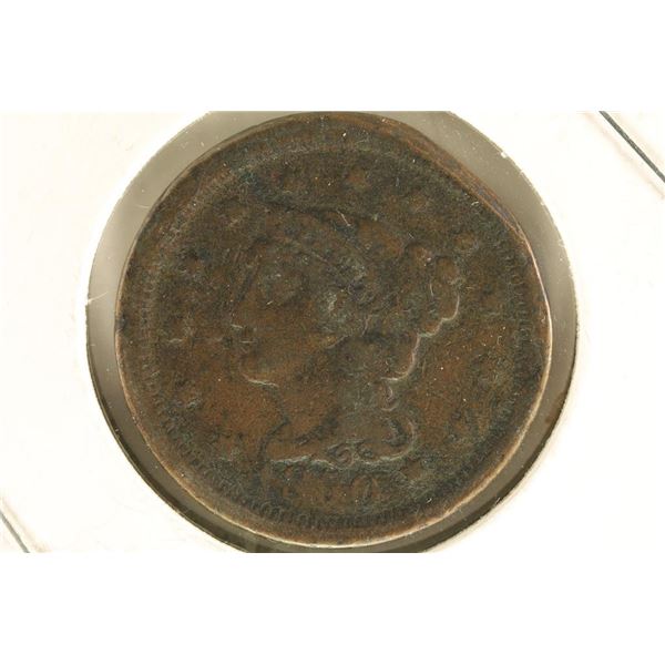 1850 US LARGE CENT FLAT RIM ONE SIDE