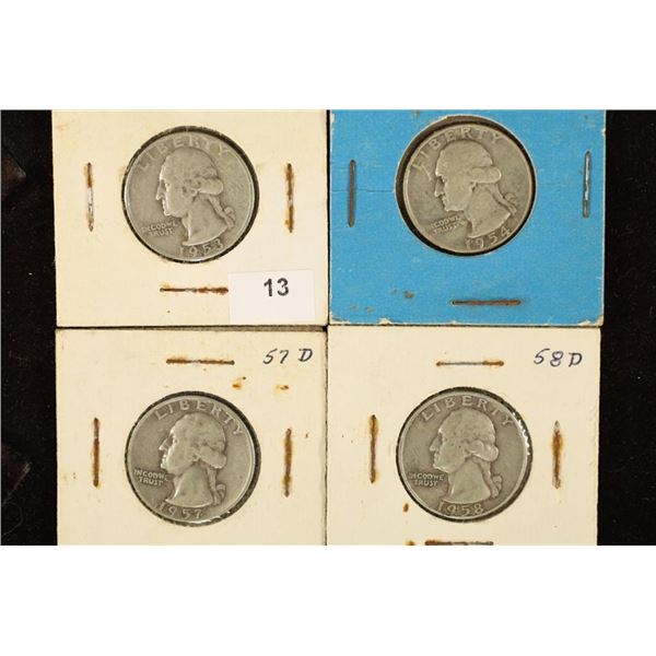 1953, 54-D, 57-D & 1958-D WASHINGTON QUARTERS