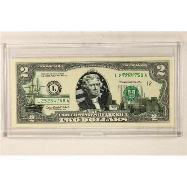 2003- A US $2 FRN WITH MARYLAND OVERLAY CRISP UNC