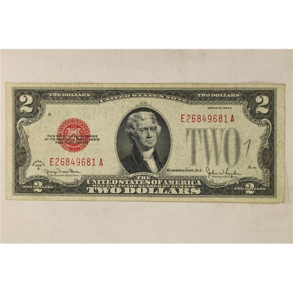 1928-G US $2 NOTE RED SEAL