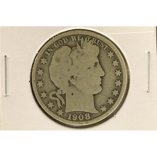 1908-O SILVER BARBER HALF DOLLAR