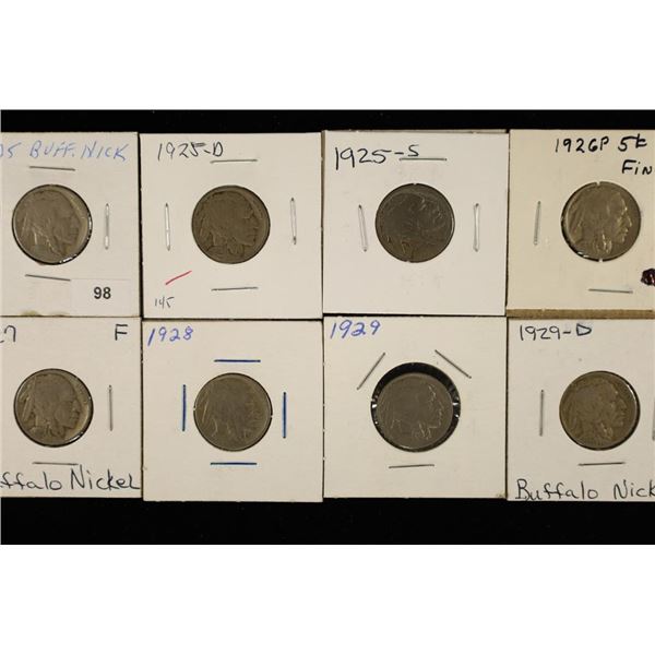 8 BUFFALO NICKELS: 1925, 1925-D, 1925-S, 1926 (FN)