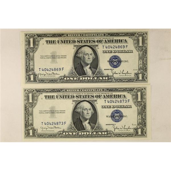 2 CRISP UNC 1935-D $1 SILVER CERTIFICATES