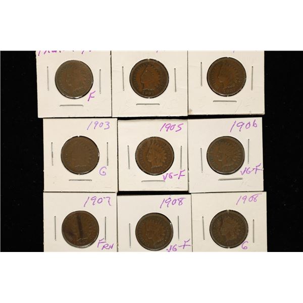 9-INDIAN HEAD CENTS: 1900-1908