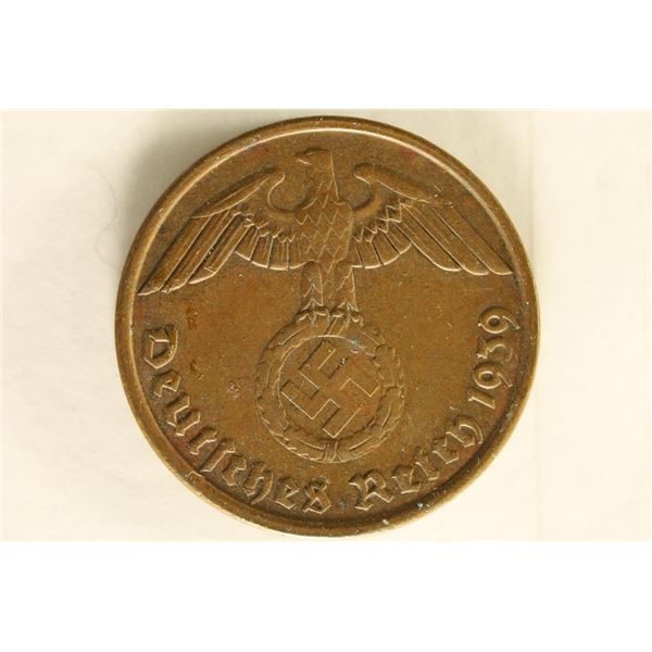 1939 GERMAN 2 REICHPFENNIG WITH SWASTIKA