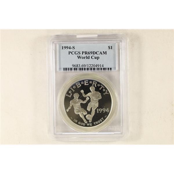 1994-S WORLD CUP SILVER DOLLAR PCGS PR69 DCAM