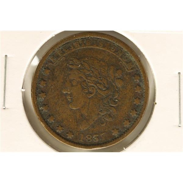 1837 HARD TIMES TOKEN ''MILLIONS FOR DEFENSE 