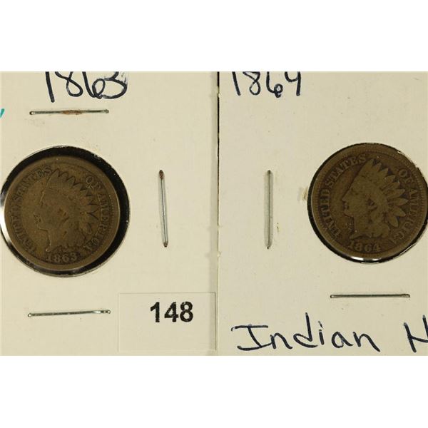 1863 & 1864 INDIAN HEAD CENTS