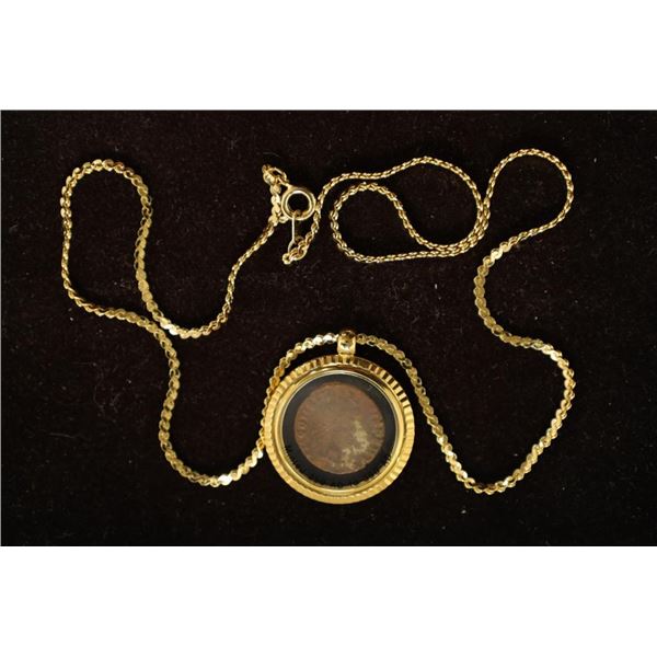 250-390 A.D. ANCIENT COIN IN GOLD FILLED NECKLACE