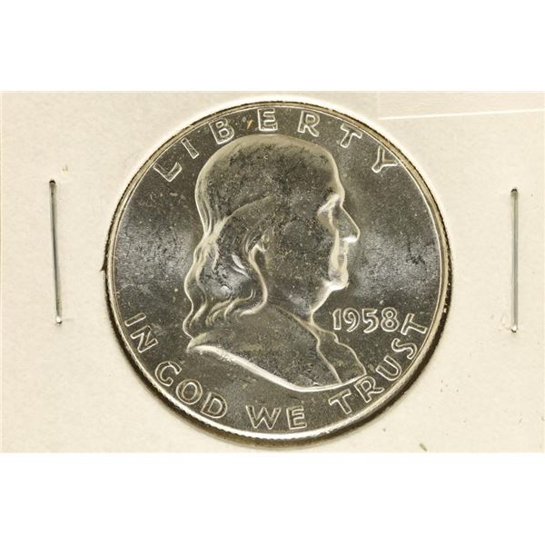 1958 SILVER FRANKLIN HALF DOLLAR BU