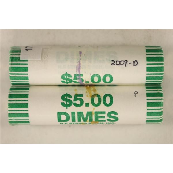 2-BRILLIANT UNC ROLLS OF ROOSEVELT DIMES: 2009-D &