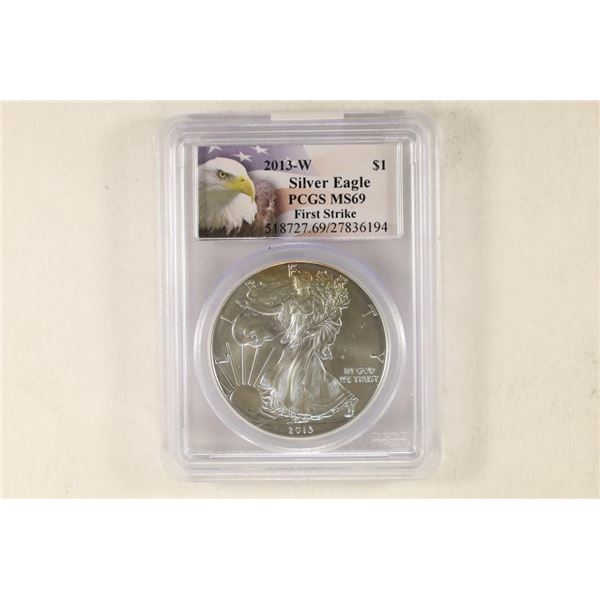 2013-W AMERICAN SILVER EAGLE PCGS MS69 1ST STRIKE