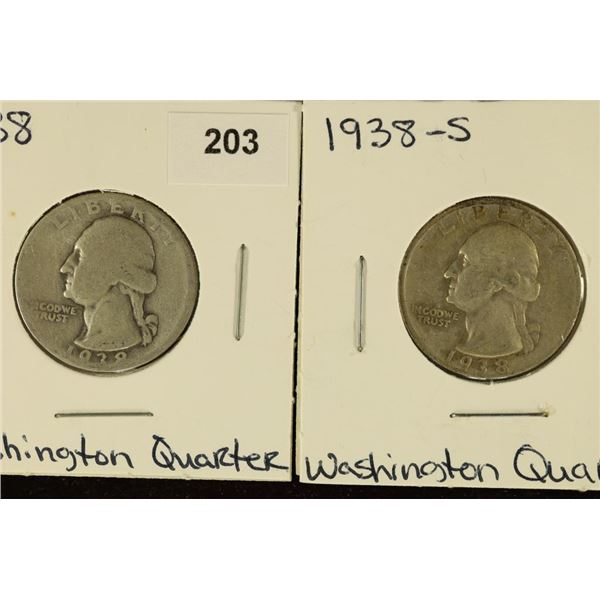 1938 & 1938-S WASHINGTON SILVER QUARTERS