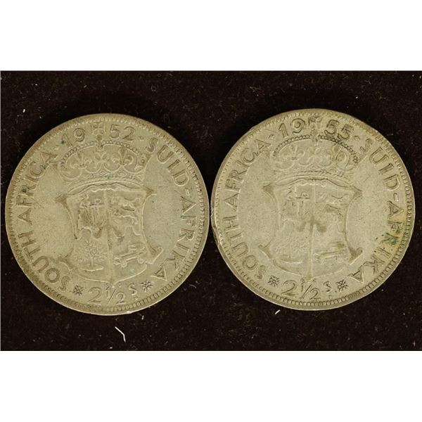 1952 & 1955 SILVER SOUTH AFRICA 2 1/2 SHILLING