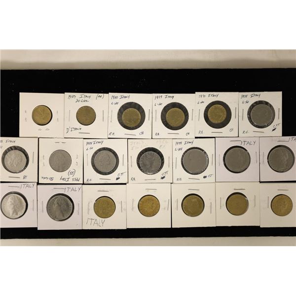 20 ASSORTED ITALIAN COINS: 5-20 LIRE, 5-50 LIRE,