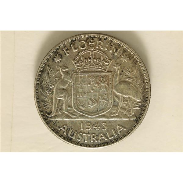 1943 AUSTRALIA SILVER 1 FLORIN .3364 OZ. ASW